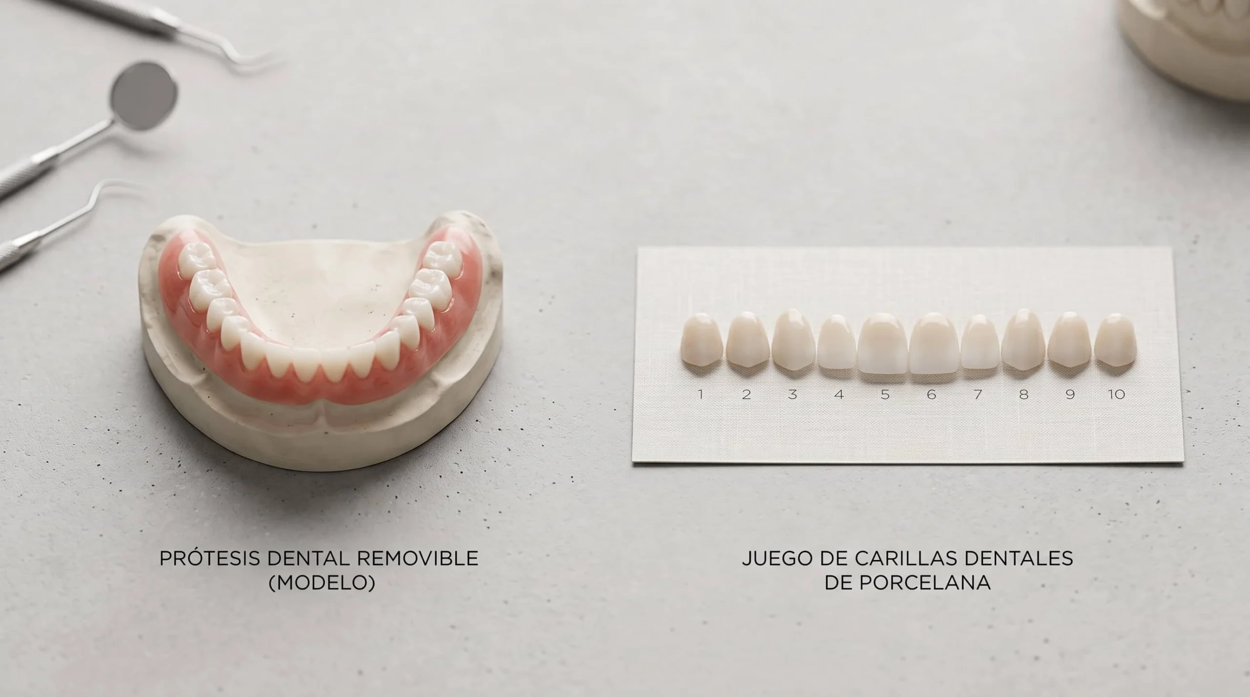 Comparación de opciones de prótesis dental y carillas dentales usadas en rehabilitación oral